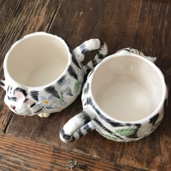 Set of 2 cat tea cups iridescent vintage cats - Picture 5 of 7